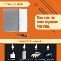Portable USB Foot Warmer - Soft, Plush and Washable